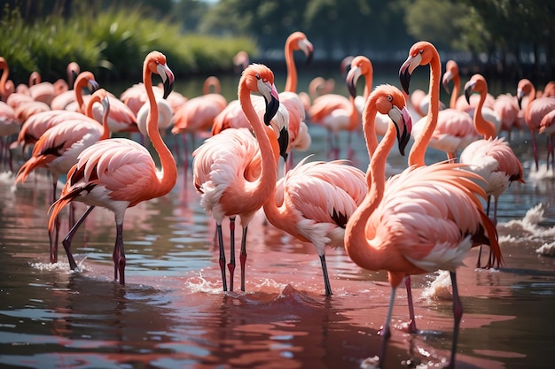 Prachtige flamingo's in het meer