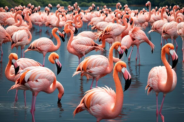 Prachtige flamingo's in het meer