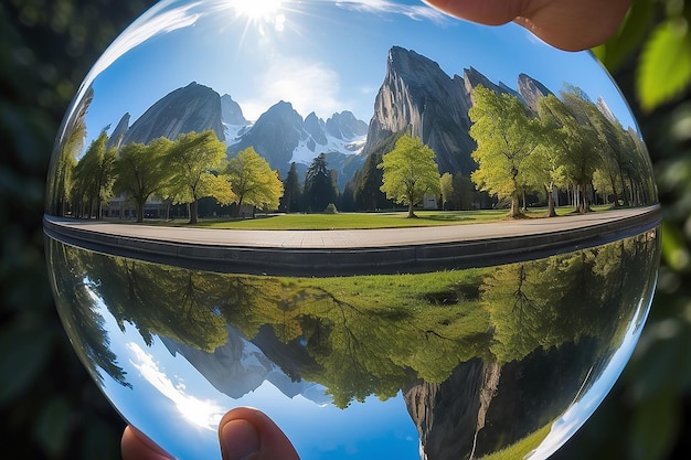 Foto prachtige foto's door lensballen de wereld gezien vanuit een ander perspectief