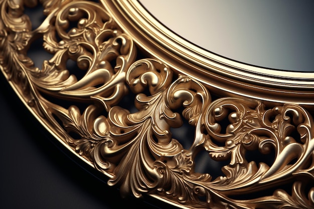 Foto prachtige gouden filigraan op een spiegel in renaissancestijl 00325 01