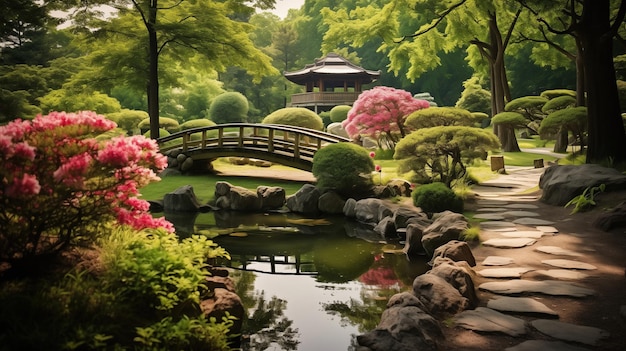 prachtige Japanse tuin zomer tijd
