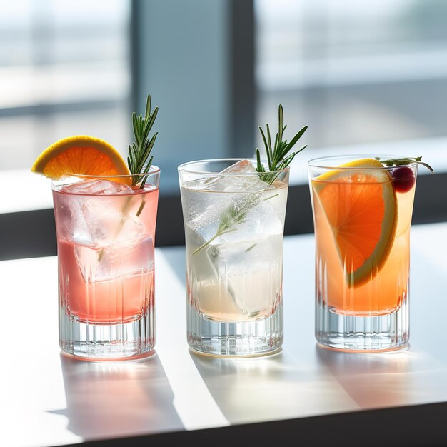 Foto prachtige kleurrijke alcoholische cocktails