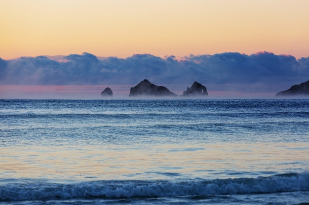 Prachtige landschappen het Ocean Beach, Nieuw-Zeeland.