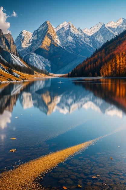 Prachtige landschapsfotografie behang achtergrond pieken lake canyon hemel witte wolken