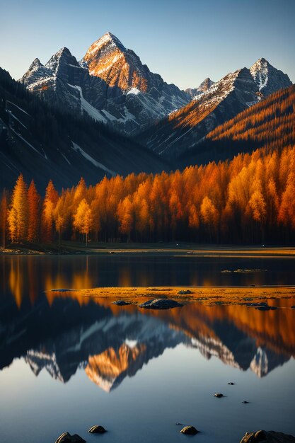 Prachtige landschapsfotografie behang achtergrond pieken lake canyon hemel witte wolken