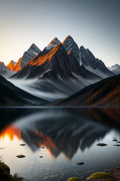 Foto prachtige landschapsfotografie behang achtergrond pieken lake canyon hemel witte wolken