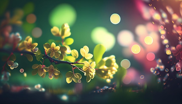 Prachtige lente achtergrond met bokeh 3D-rendering Generatieve AI