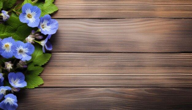 Prachtige lentebloemen op een houten achtergrond Uitzicht van bovenaf