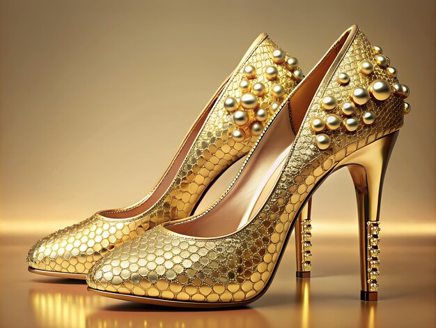 prachtige luxe mode gouden vrouw schoenen hoge hakken met parels en diamanten