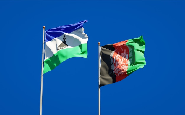 Prachtige nationale vlaggen van Afghanistan en Lesotho