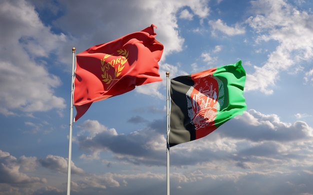 Prachtige nationale vlaggen van Afghanistan en Nova Roma