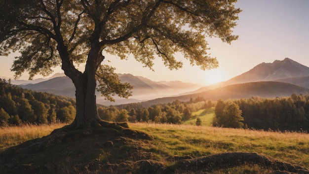 Prachtige natuur bomen zon gras