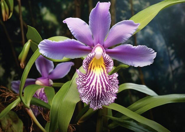 Foto prachtige orchidee bloem in de tuin close-up