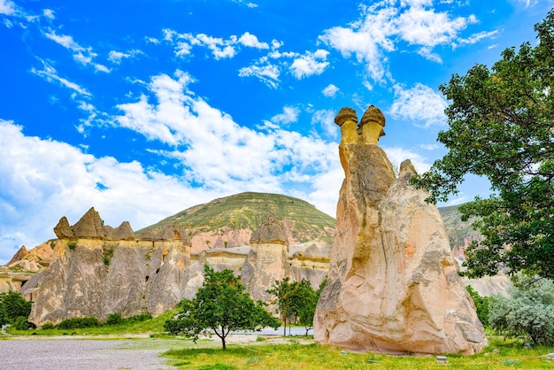 Foto prachtige plek in cappadociëfairy chimneys pasabag valleyturkiye