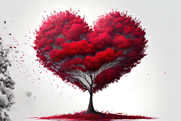 Prachtige rode liefdesboom hartvormig