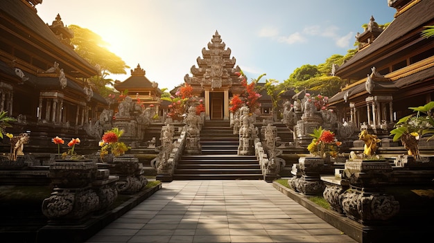 Prachtige tempel in Bali Indonesië gegenereerd door AI