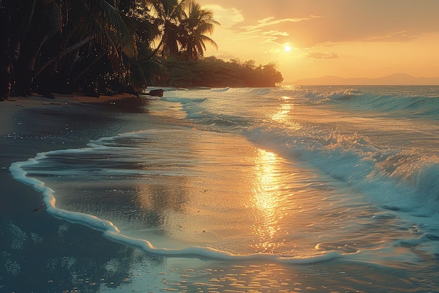 prachtige tropische zonsondergang op het oceaanstrand professionele fotografie