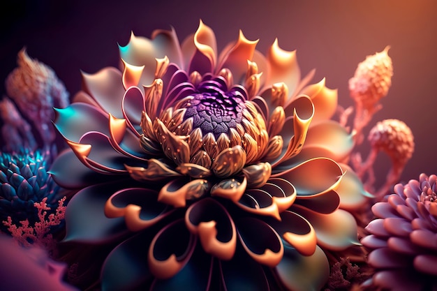 Prachtige unieke bloemen in fantasiebloemstijl Generatieve AI