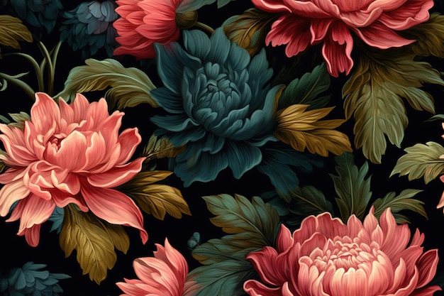 Prachtige vintage behang botanische bloemenbos print digitale achtergrond