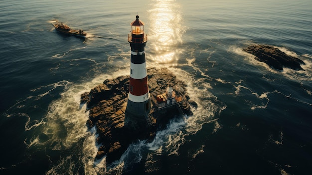 Prachtige vuurtoren met prachtige lichtgeneratieve AI