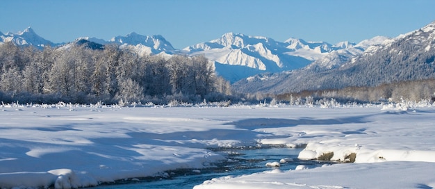 Prachtige winterlandschap op een zonnige dag