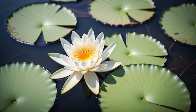 prachtige witte waterlelie of lotusbloem in de vijver