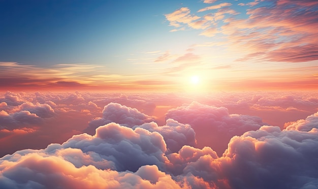 Foto prachtige wolken met een prachtige zonsondergang kleurrijke en realistische luchtfoto generatieve ai