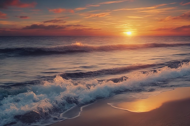 prachtige zonsondergang over de zee natuur achtergrond zonsopgang op het strand mooie zonsondergang aan het strand