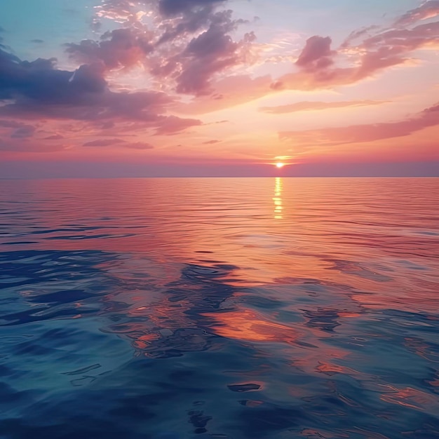 Prachtige zonsondergang over het zeelandschap met zee en lucht