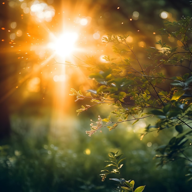 prachtige zonsopgang in de berg weide landschap verfrissing met zonneschijn en gouden gras