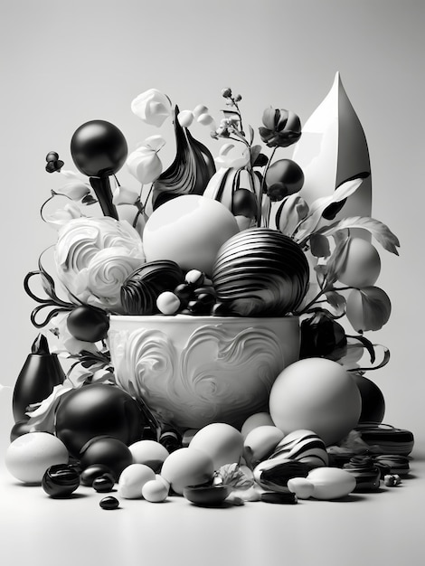 Foto prachtige zwart-witte objecten geïsoleerd op wit 4k hd ultra hoge kwaliteit foto