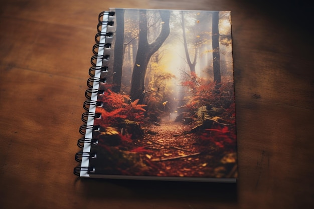 Practical Autumn forest writing notebook Idea fall park Generate Ai