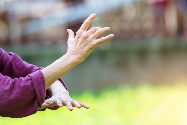 Practice of Tai Chi Chuan in outdoor