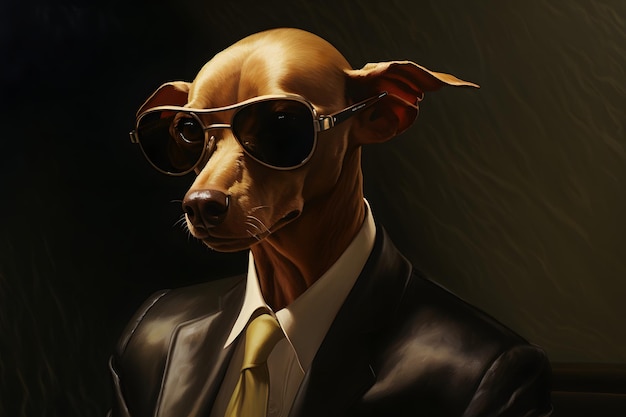 a prada style inspired a dog alien mobster