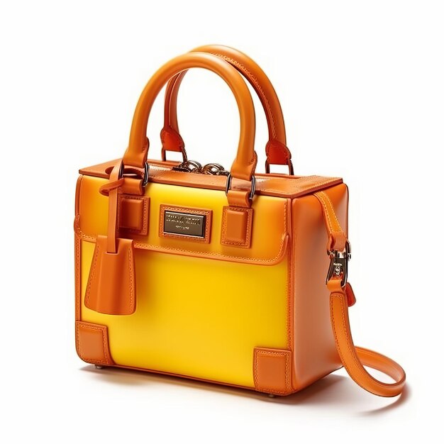 Pradainspired Tote Mini Kelly Handbag In Vibrant Yellow And Orange