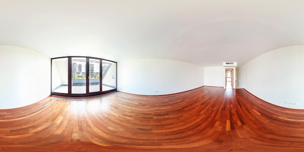 Praga chech 5 augustus 2013 volledig bolvormig 360 bij 180 graden naadloos panorama in equirectangular equidistante projectie panorama in interieur lege ruimte in moderne platte appartementen vr-inhoud