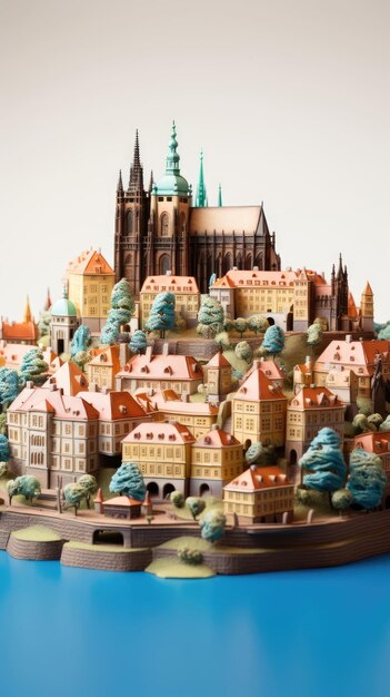 Prague Castle Prague Czech Republic with 3d craft and isolated background