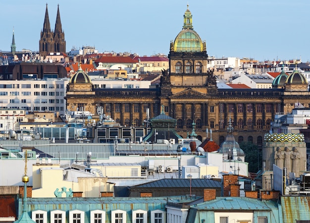 Prague City evening top view (Czech Republic)