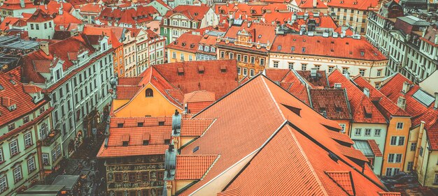 Prague view from above. The view from the tower.