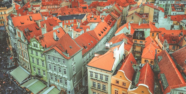 Prague view from above. The view from the tower.