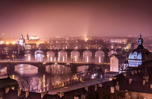 Prague and Vltava river from Letna Hill