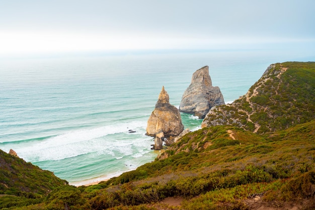 Praia Da Ursa Beach in summer day light