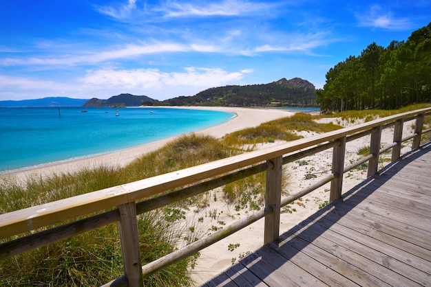 Praia de Rodas beach in islas Cies island Vigo Spain