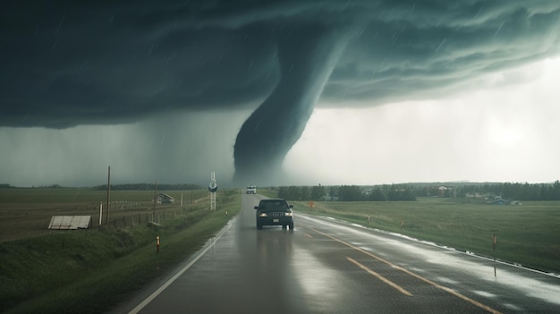 Prairie Storm Clouds ominous weather rural highway Generative AI