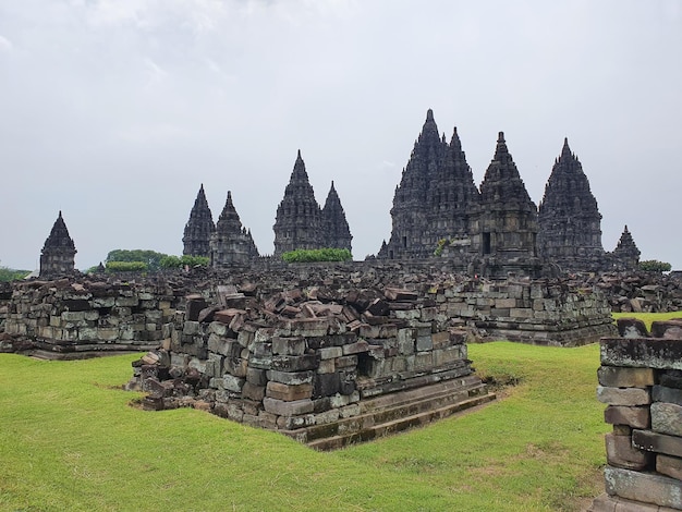 Prambanan Temple with Blue Sky compound included in world heritage list, Yogyakarta, Indonesia