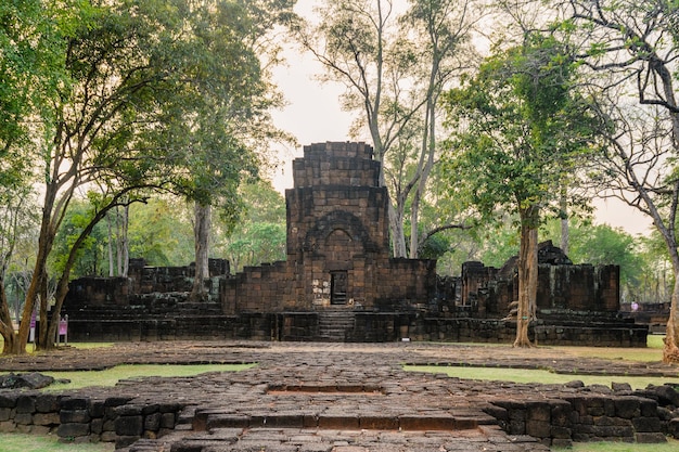 Prasat Muang Sing are Ancient ruins of Khmer temple in historical park at Kanchanaburi