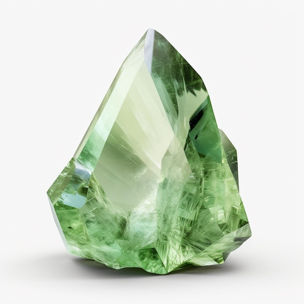 Prasiolite gemstone isolated on white