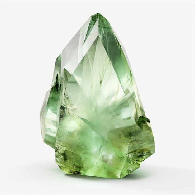 Prasiolite gemstone isolated on white