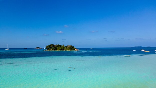 Praslin seychelles tropical island with withe beaches and palm trees the beach of anse volbert seychelles