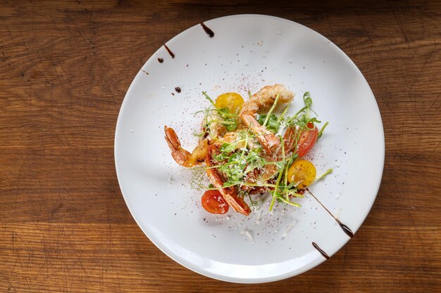 Prawn salad Healthy Shrimp Salad with mixed greens and tomatoes the food glows